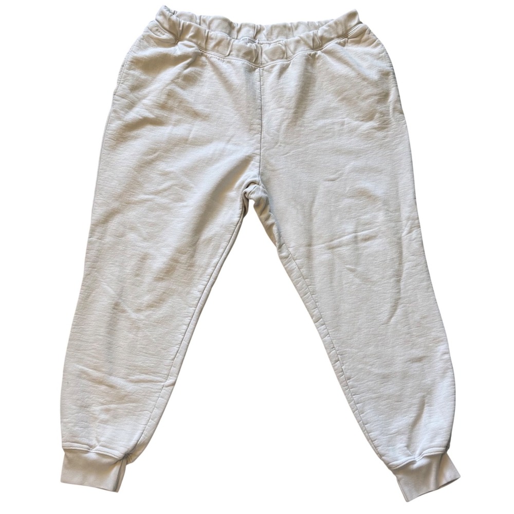 Good American Boyfriend Sweatpants Bone White Cotton Joggers GS0233K Size 7 Plus